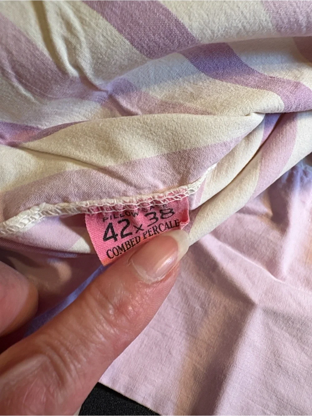 Vintage Striped Lavender and White pillowcase. Super soft. Sears. FF